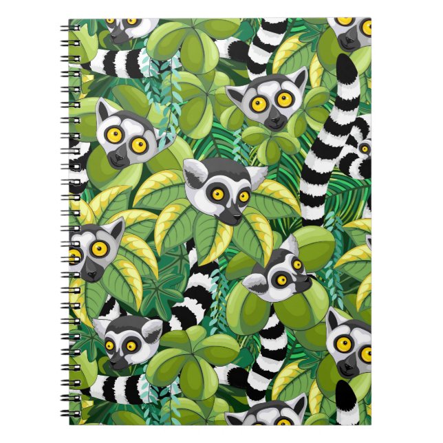 Carnet Des lémuriens de Madagascar dans la jungle exotiqu (Devant)