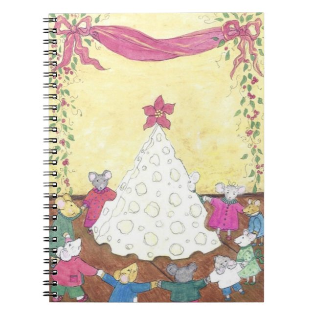 Carnet Des souris autour d'un arbre de Noël au fromage (Devant)