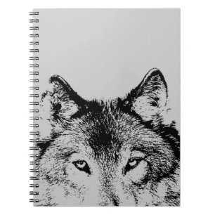 Carnet des yeux de loup gris noir et blanc