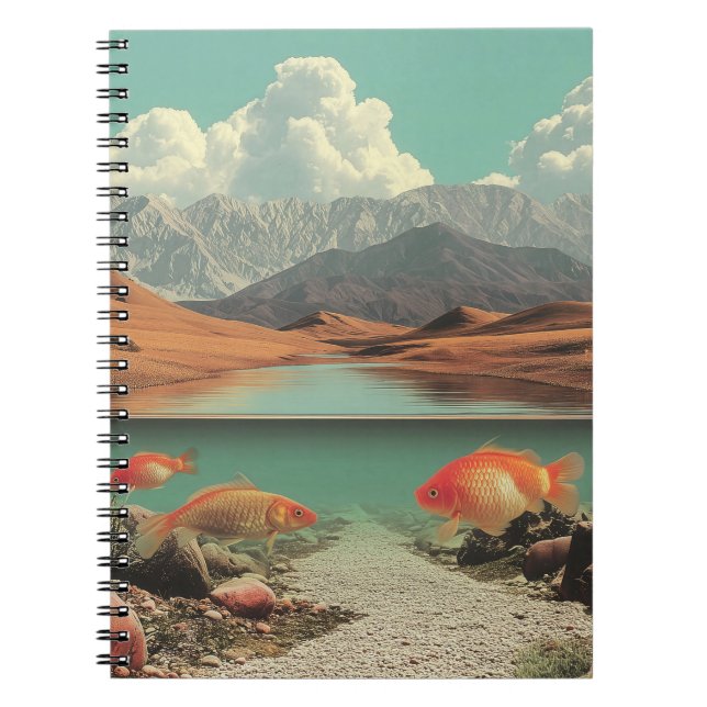 Carnet Désert et lac surréalistes avec poissons rouges (Devant)