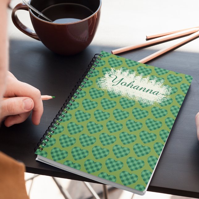 Carnet Design de coeur tatan irlandais personnalisé (Personalized Irish Tartan Heart Design Notebook)