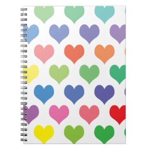 Carnet Design de coeurs colorés