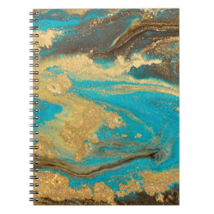 Carnet Design de texture dorée marbré. Bleu et marbre dor