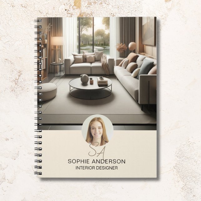 Carnet Design d'intérieur photo monographique personnalis (Custom Monogram Photo Interior Design Professional Notebook)