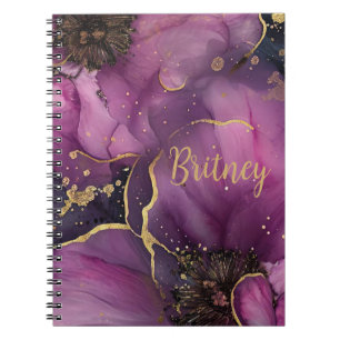 Carnet design élégant de fleurs d'aquarelle rose et or