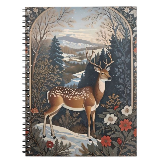 Carnet Design élégant de la nature des cerfs d'hiver (Devant)