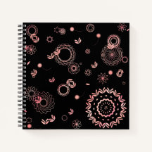Design élégant noir rose fleurs peint à la main
