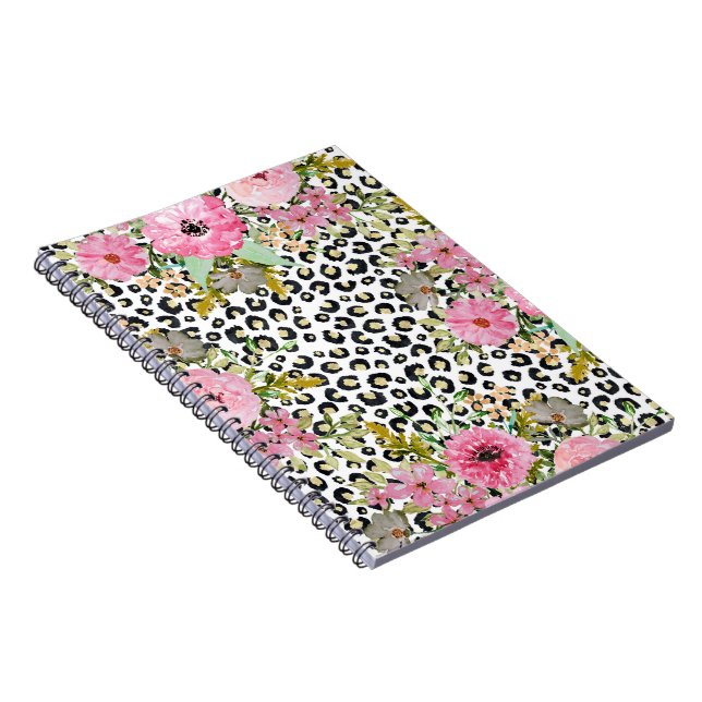 Carnet Design Empreinte de léopard et floral élégant (Côté Droit)