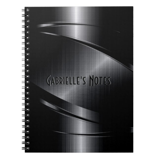 Carnet Design en métal noir look acier inoxydable (Devant)