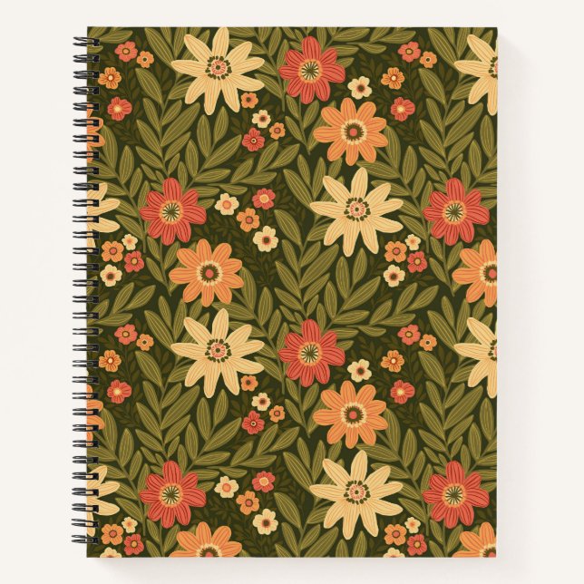 Carnet Design floral botanique dans les tons terre (Devant)