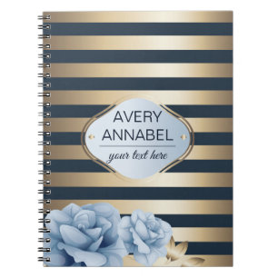 Carnet Design Floral Gold Stripe