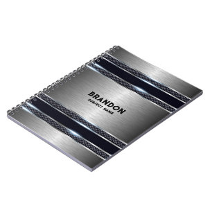 Carnet Design géométrique industriel gris métallique Mono