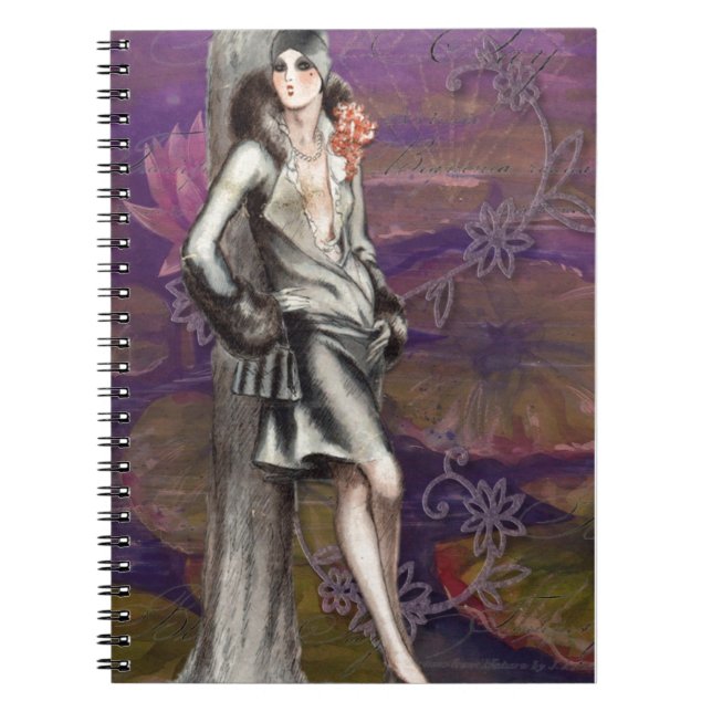 Carnet Design Lady Art Déco vintage (Devant)