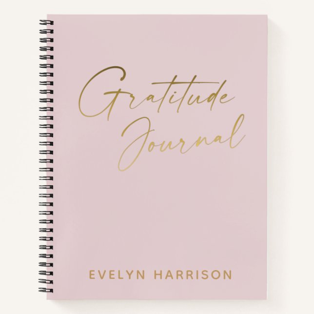Carnet Design minimaliste Blush Gratitude personnalisée (Devant)