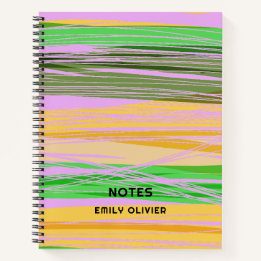 Carnet Design moderne coloré rose vert jaune personnalisé