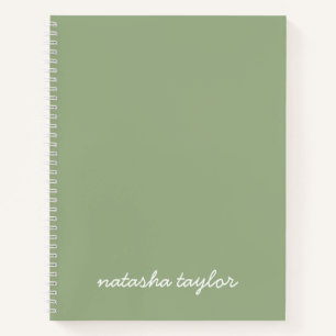 Carnet Design moderne Sage vert Script Monogramme Nom
