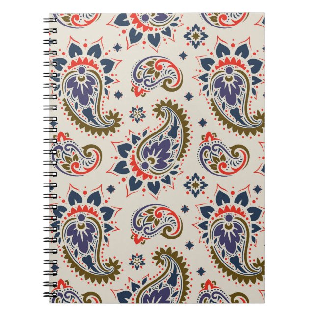 Carnet Design motif paisley classique et transparent. (Devant)