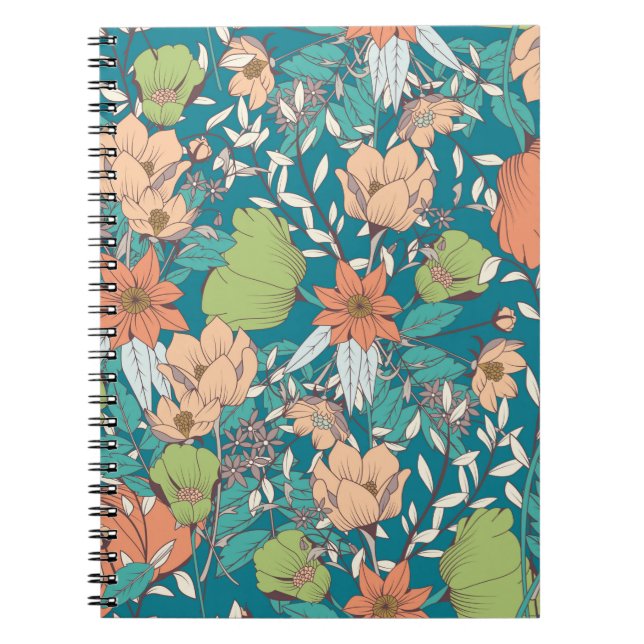 Carnet Design motif sans couture avec fleurs dessinées à  (Devant)