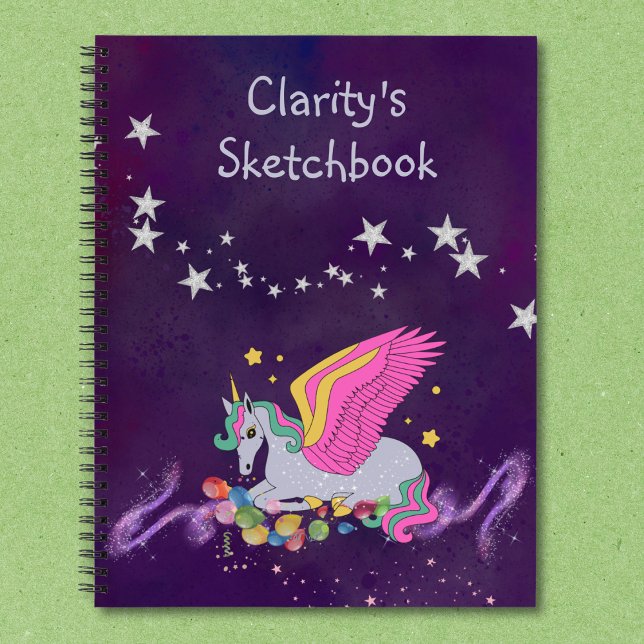 Carnet d'esquisse avec couverture de licorne magiq (Optional sizes and interior notebook styles available.)