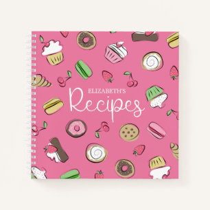 Carnet Dessert Doodles Recettes de produits cuits roses  