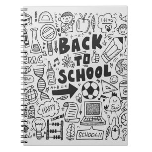 Carnet dessin à la main élément école doodé