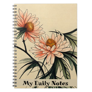 Carnet Dessin à l'encre japonaise Sumi-e de fleur de chry