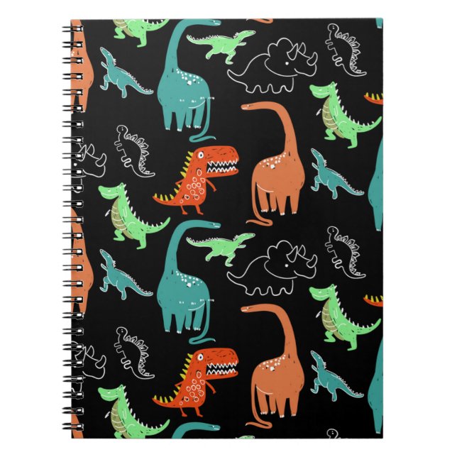 Carnet dessin animé à la main motif dinosaure (Devant)