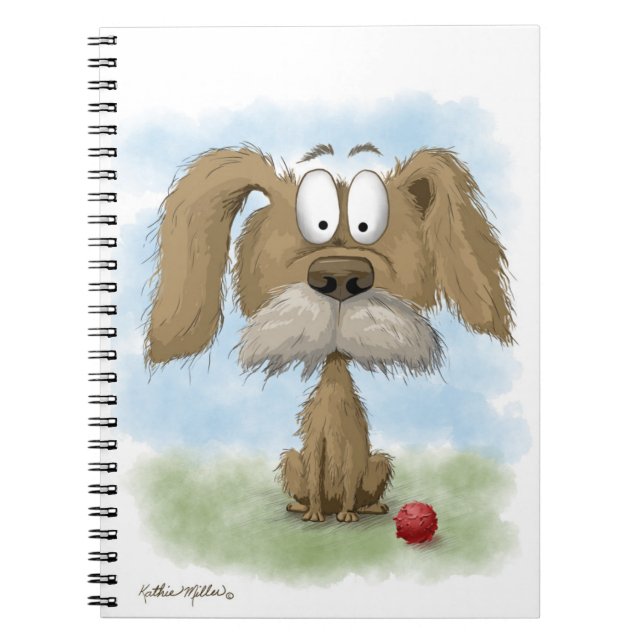 Carnet Dessin animé adorable d'un chien dépenaillé avec u (Devant)