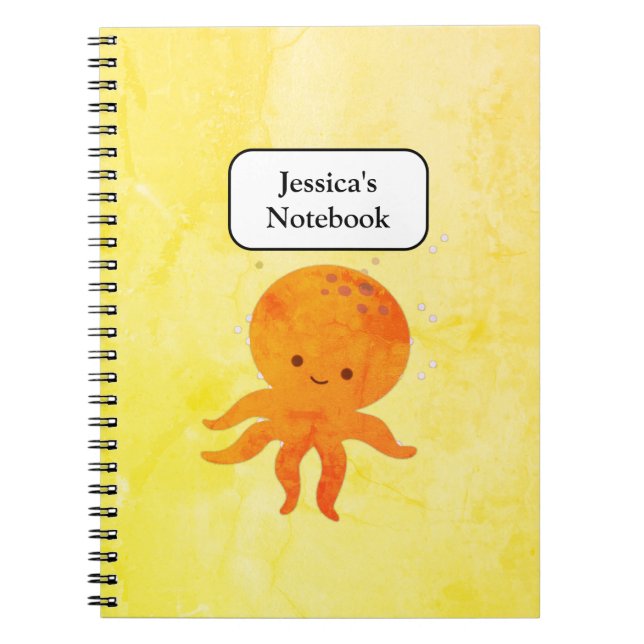 Carnet Dessin animé de bébé pieuvre mignon (Devant)