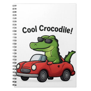 Carnet Dessin animé de crocodile cool avec des lunettes d