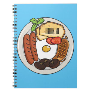 Carnet dessin animé du petit-déjeuner anglais