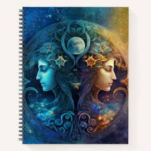 Carnet Dessin aquarelle du signe zodiacal Gémeaux