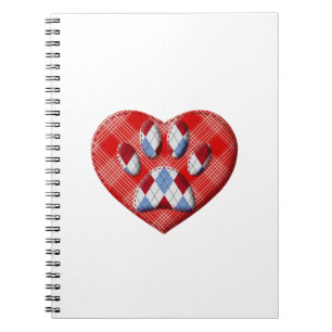 Carnet Dessin De Chien Empreinte de patte Et De Coeur Rou