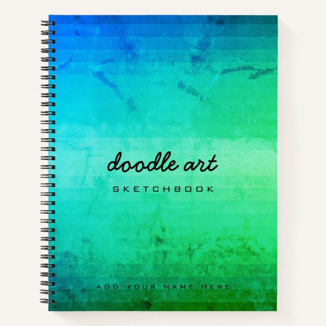 Carnet dessin de doodart dégradé vert bleu croquis (Devant)
