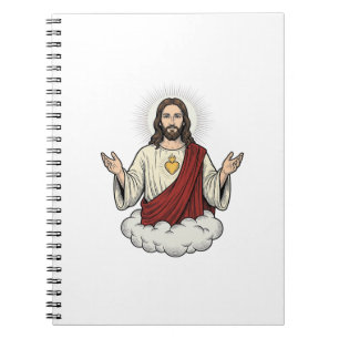 Carnet Dessin de gravure vintage dévotionnel du Sacré-Cœu