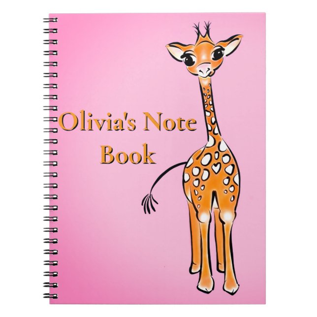 Carnet Dessin de la mignonne Giraffe, animaux safari pers (Devant)