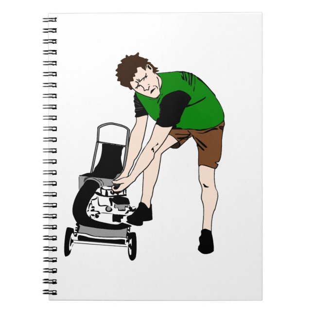 Carnet Dessin de l'homme de tondeuse de pelouse (Devant)