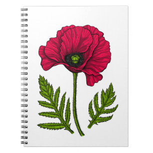 Carnet Dessin de pavot rouge 3