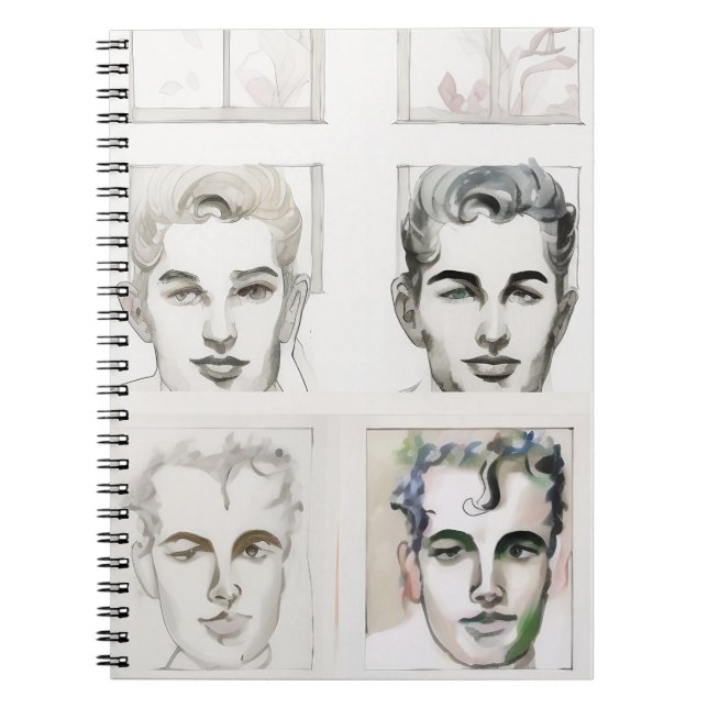 Carnet Dessin de trait d'aquarelle pour hommes (Devant)