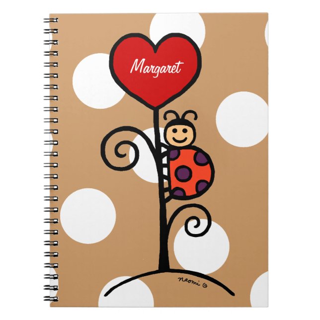Carnet Dessin mignon personnalisé de coccinelle (Devant)