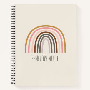 Carnet Dessin minimaliste Boho arc-en-ciel personnalisé