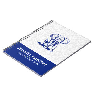 Carnet Dessin Monogramme Marine Blue Elephant Line