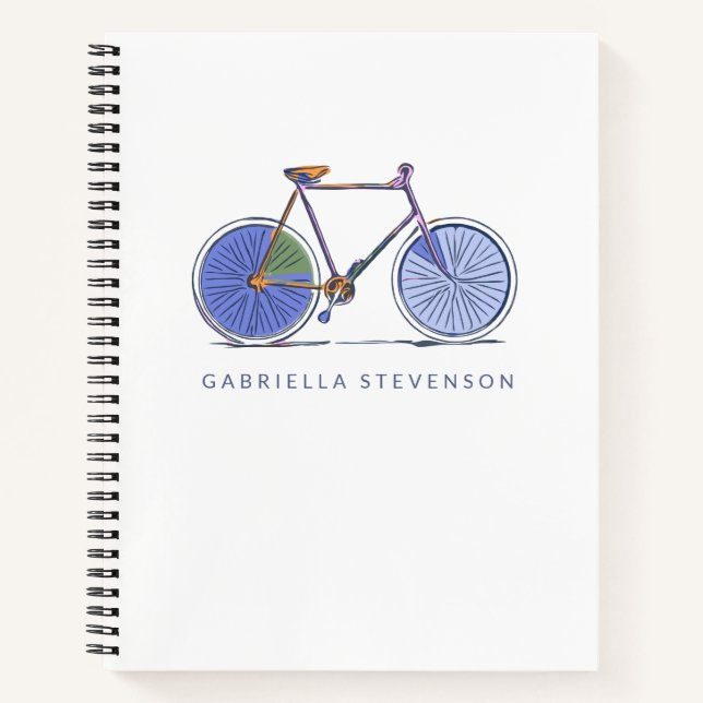 Carnet Dessin personnalisé avec ligne de bicyclette mauve (Devant)