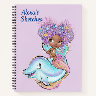 Carnet Dessin personnalisé de sirène pour enfants 
