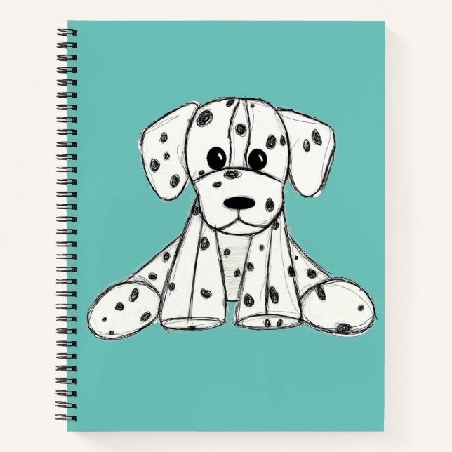 Carnet Dessin simple de contour de chien en peluche dalma (Devant)