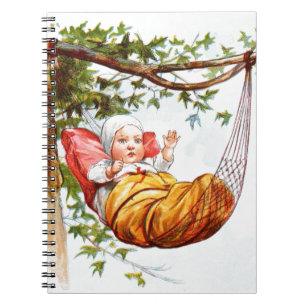 Carnet Dessin vintage : Bébé dans un hamac