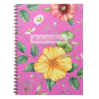 Carnet Dessin Vintage fleur sauvage / Chick, rose