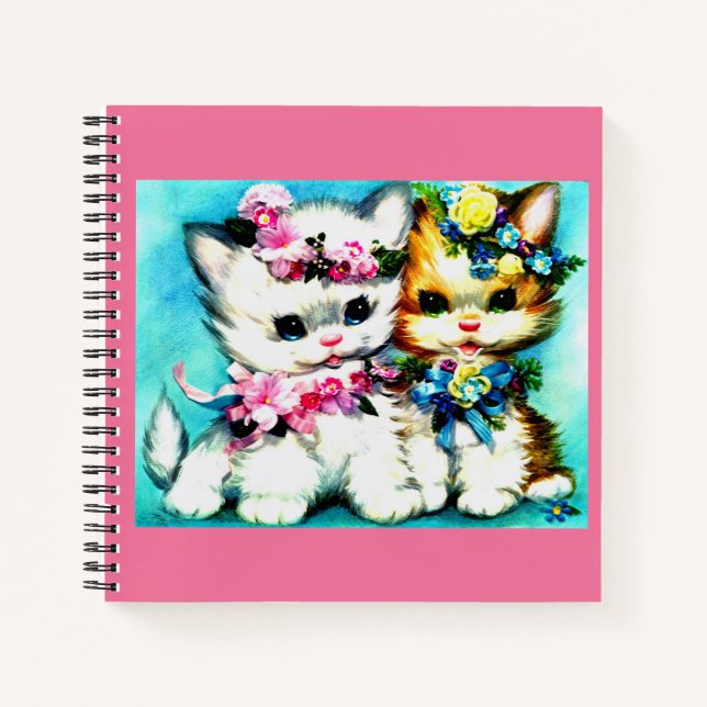 Carnet deux chatons et beaucoup de fleurs (Devant)