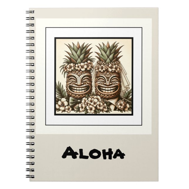 Carnet Deux pièces Gay Ananas Tiki Head Mariage rétro (Devant)