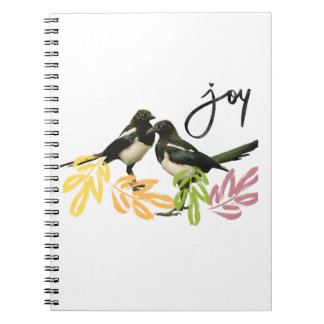 Carnet "Deux pour la joie" - Deux Magpies avec accent flo